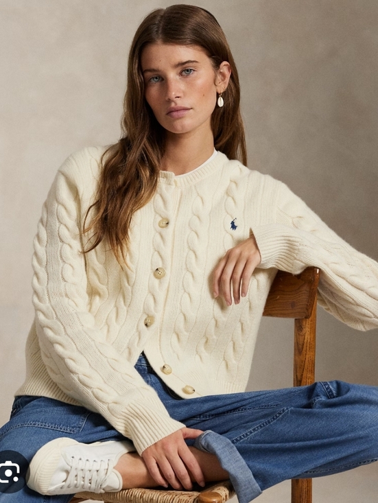 Ralph Lauren Sweaters - Ralph Lauren Wool Cashmere Blend Cable Knit Knit Button Cardigan